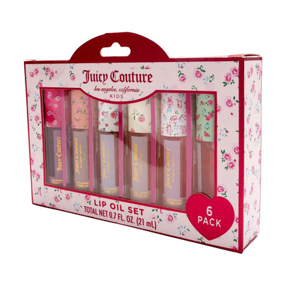 Juicy Couture Kids Hydrating Lip Oil Set – 6 Pack Floral Tubes, Tinted Lip Oil Gift Set for Girls and Tweens Avelisse
