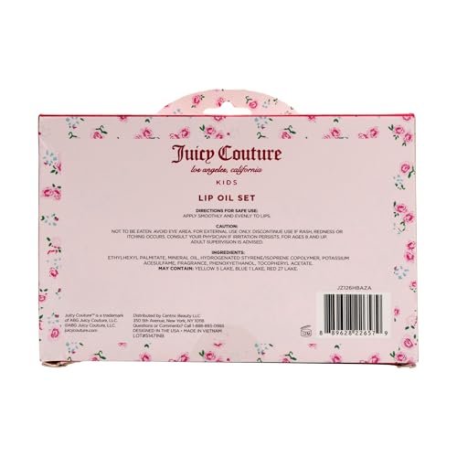 Juicy Couture Kids Hydrating Lip Oil Set – 6 Pack Floral Tubes, Tinted Lip Oil Gift Set for Girls and Tweens Avelisse
