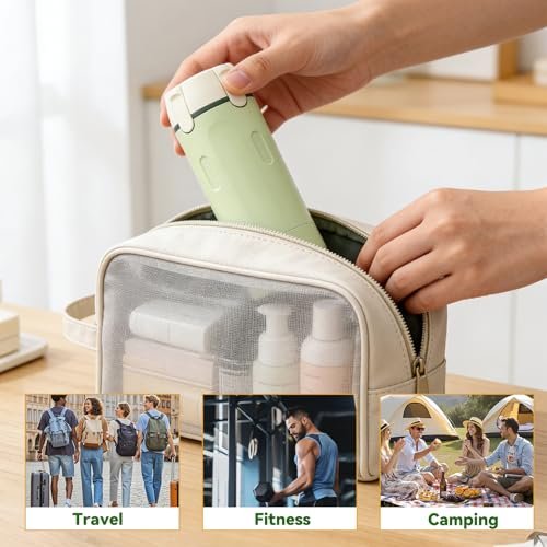4 in 1 Travel Dispenser Set – Leak Proof Refillable Shampoo and Conditioner Bottles for Vacation & Business Travel (120ml, Green) - görsel 14