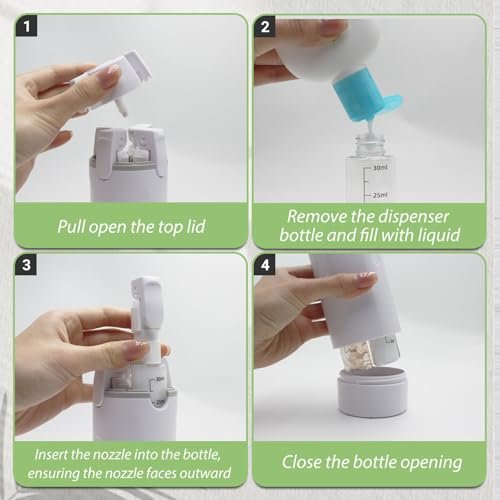 4 in 1 Travel Dispenser Set – Leak Proof Refillable Shampoo and Conditioner Bottles for Vacation & Business Travel (120ml, Green) - görsel 8
