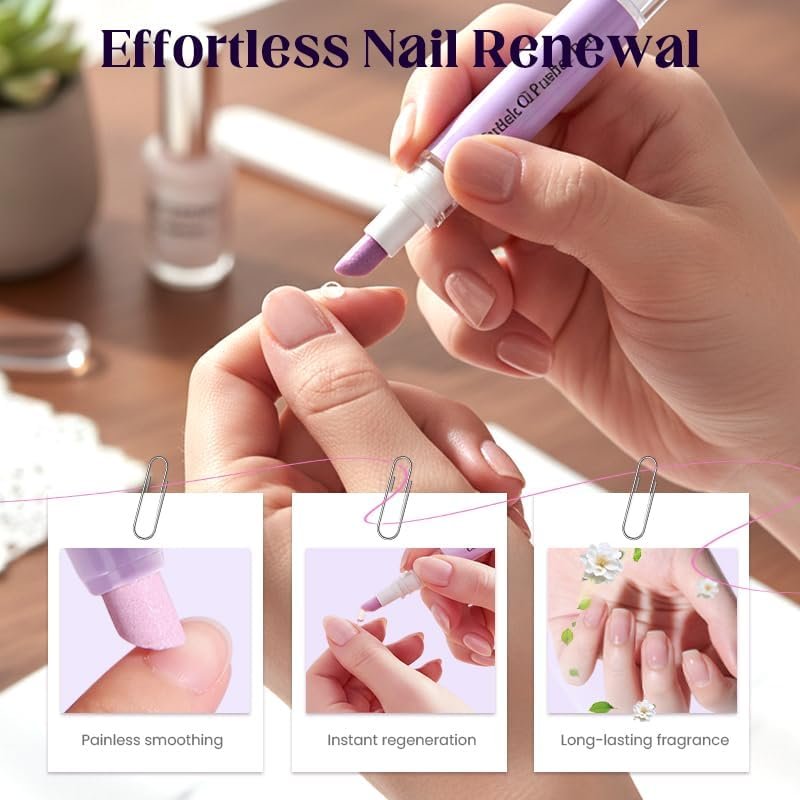 WEYRAVA Cuticle Oil Pusher Pen – 2-in-1 Nail Care Tool with Ceramic Cuticle Pusher & Moisturizing Oil, Portable Nail & Hangnail Care Pen for Dry Cuticles & Daily Hand Beauty - görsel 5