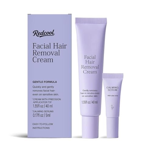 Facial Hair Removal Cream for Women – Painless 2-in-1 Depilatory Kit for Sensitive Skin, Upper Lip & Chin Hair Remover, Quick 4 Min Plant-Powered Formula with Soothing Cream, 1.52 Fl Oz Avelisse