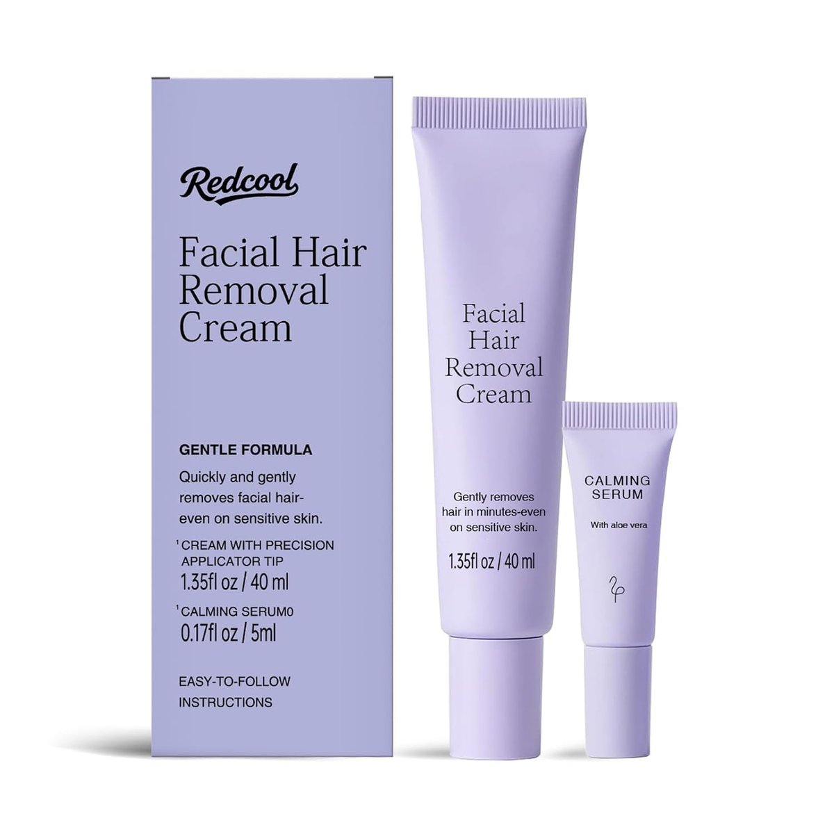 Facial Hair Removal Cream for Women – Painless 2-in-1 Depilatory Kit for Sensitive Skin, Upper Lip & Chin Hair Remover, Quick 4 Min Plant-Powered Formula with Soothing Cream, 1.52 Fl Oz Avelisse