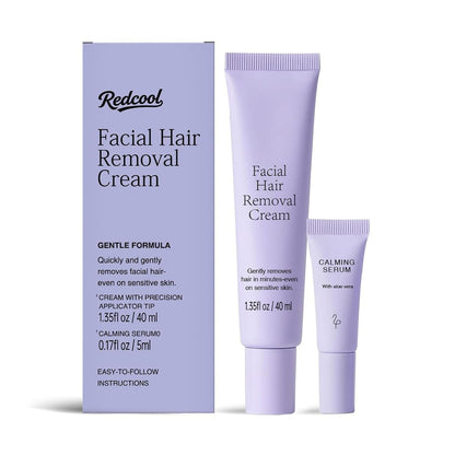 Facial Hair Removal Cream for Women – Painless 2-in-1 Depilatory Kit for Sensitive Skin, Upper Lip & Chin Hair Remover, Quick 4 Min Plant-Powered Formula with Soothing Cream, 1.52 Fl Oz Avelisse