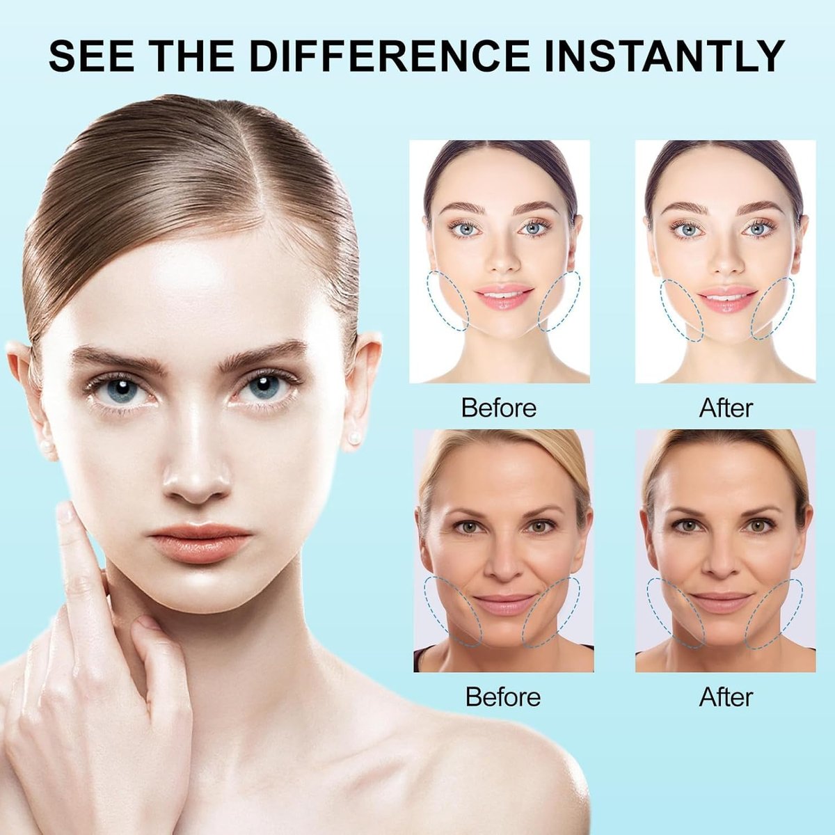 Redcool Face Lift Tape Invisible 180 PCS – Instant Face Tape for Sagging Skin, Double Chin, Jowls & Neck, Ultra Thin Waterproof Face Lifting Tape for Makeup, Jawline & V Shape Contour - görsel 4
