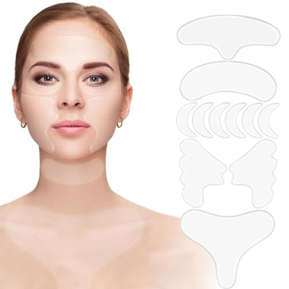 Redcool Neck Wrinkle Patches - 11 Reusable Anti-Wrinkle Silicone Patches for Face, Neck, Chest & Forehead | Collagen Firming Pads for Fine Lines, Moisturizing & Tightening Skincare for Women