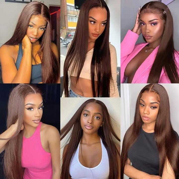 #4 Brown Straight Human Hair Bundles 24 26 Inch Unprocessed Brazilian Virgin Hair Extensions 2 Bundles Chocolate Brown - görsel 3