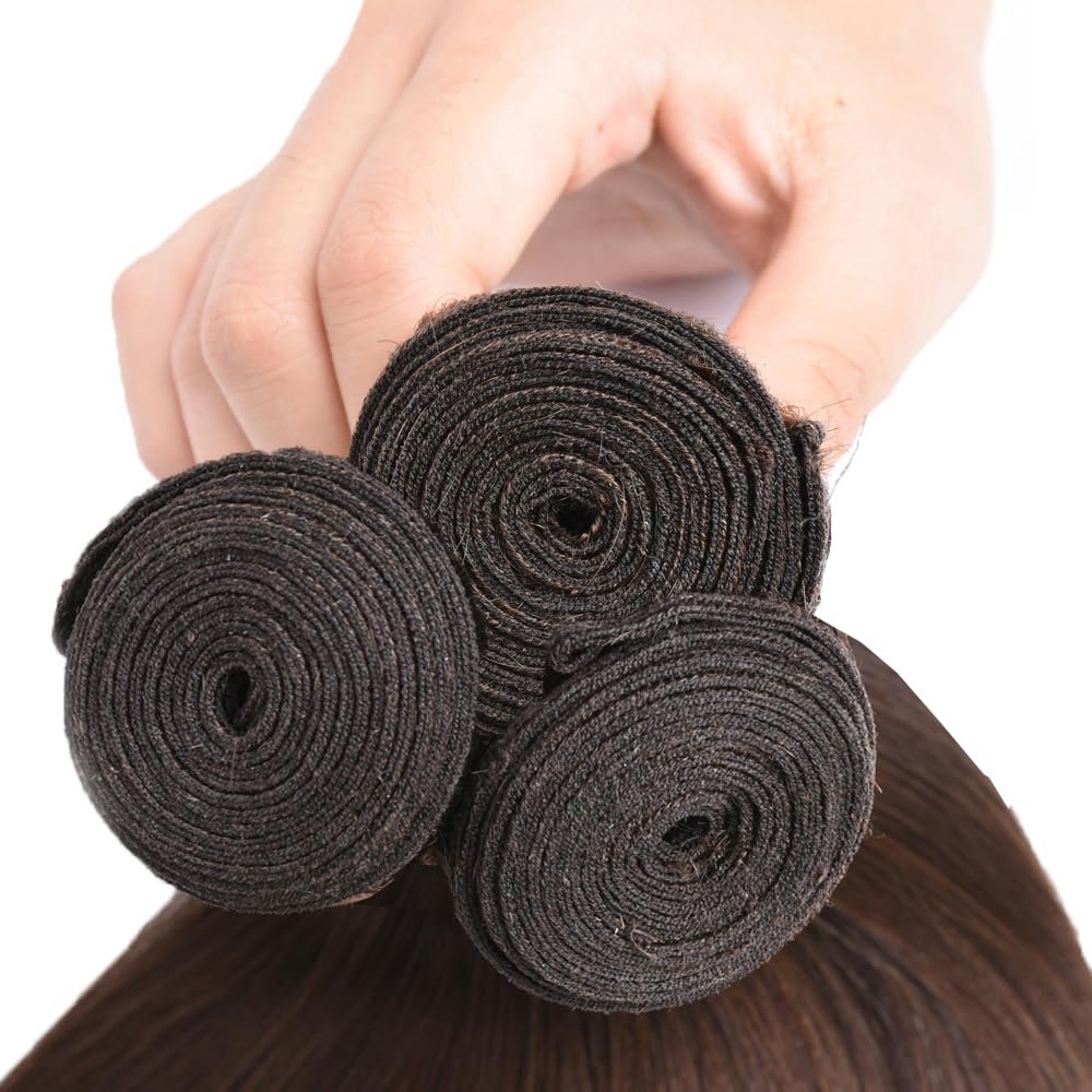 #4 Brown Straight Human Hair Bundles 24 26 Inch Unprocessed Brazilian Virgin Hair Extensions 2 Bundles Chocolate Brown - görsel 6