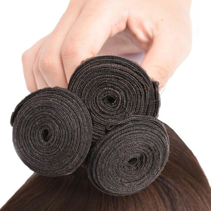 #4 Brown Straight Human Hair Bundles 24 26 Inch Unprocessed Brazilian Virgin Hair Extensions 2 Bundles Chocolate Brown