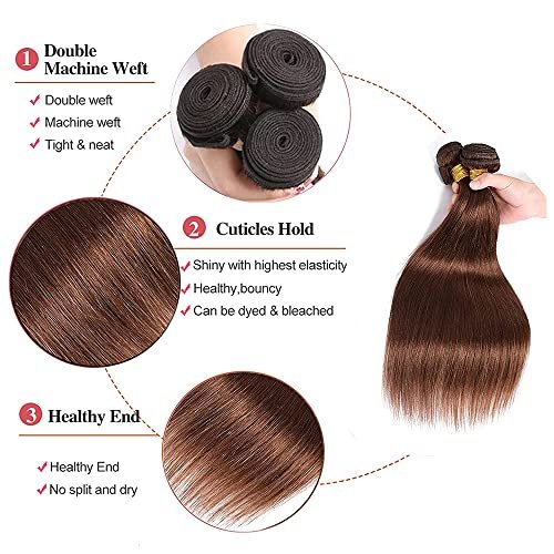 #4 Brown Straight Human Hair Bundles 24 26 Inch Unprocessed Brazilian Virgin Hair Extensions 2 Bundles Chocolate Brown - görsel 5