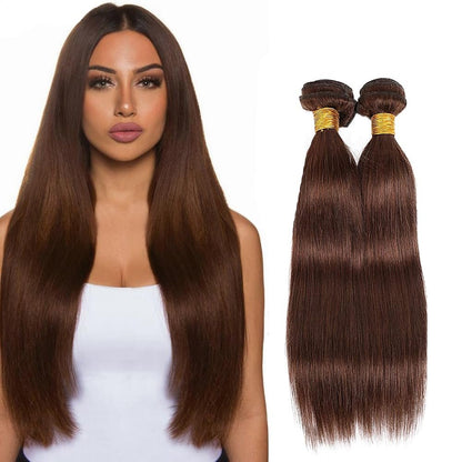 #4 Brown Straight Human Hair Bundles 24 26 Inch Unprocessed Brazilian Virgin Hair Extensions 2 Bundles Chocolate Brown