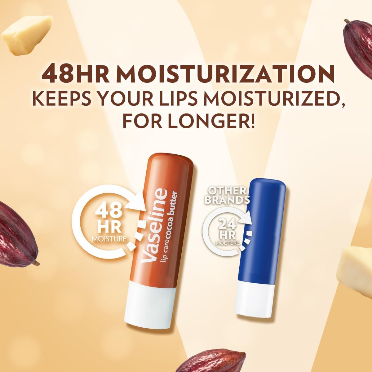 Vaseline Lip Therapy Cocoa Butter Twin Stick - 48 Hour Moisturization, 2 Count - görsel 5