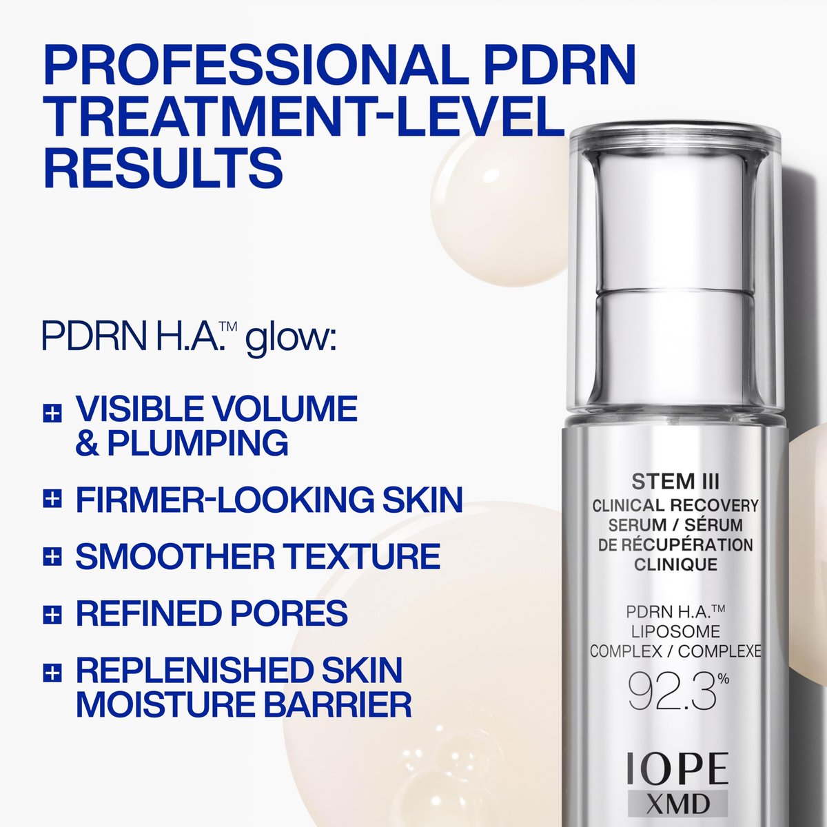 IOPE XMD Stem III Clinical Recovery Serum - Professional PDRN Treatment-Level Results - Visibly Firms, Plumps Volume, and Refines Pores - with Hyaluronic Acid - 1.01 fl. oz. Avelisse