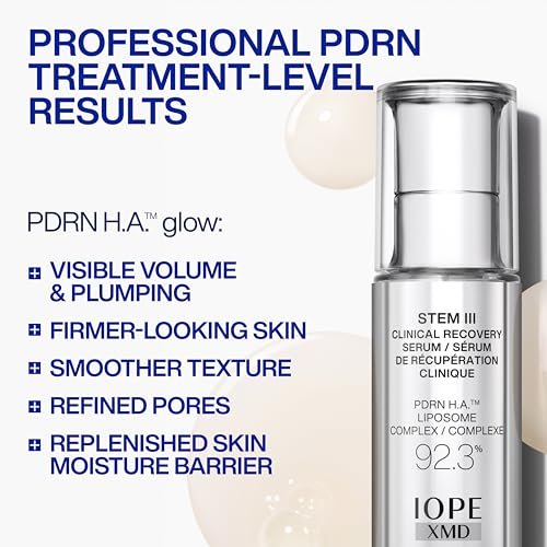 IOPE XMD Stem III Clinical Recovery Serum - Professional PDRN Treatment-Level Results - Visibly Firms, Plumps Volume, and Refines Pores - with Hyaluronic Acid - 1.01 fl. oz. Avelisse