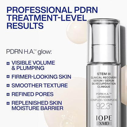 IOPE XMD Stem III Clinical Recovery Serum - Professional PDRN Treatment-Level Results - Visibly Firms, Plumps Volume, and Refines Pores - with Hyaluronic Acid - 1.01 fl. oz. Avelisse