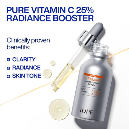 IOPE Expert Vitamin C 25% Antioxidant Serum - 25% Pure Vitamin C for Even Skin Tone, Radiance & Smooth Texture with 5 Antioxidants and PHA - 0.77 fl. oz. Avelisse