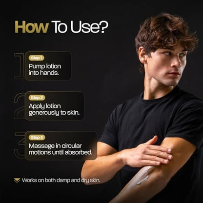 BASED Body Lotion with Ceramides - Santal Scent Men's Hydrating Moisturizer - Fast Absorbing Non Greasy Formula - Softens Dry Skin - Formulated & Filled in USA (13.5 Fl Oz) Avelisse