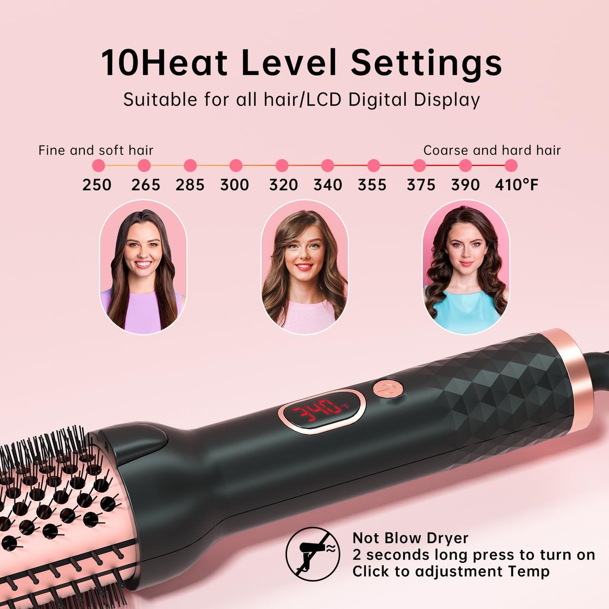 Hahahope 1.5 Inch Thermal Brush - Heated Round Brush for Blowout Look with Negative Ions & Ceramic, 30s Fast Heating Curling Iron with 10 Temperature Settings for Volumizing, Travel Hair Styling Tool Avelisse