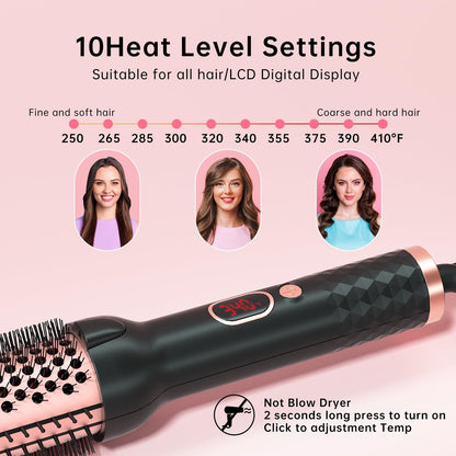 Hahahope 1.5 Inch Thermal Brush - Heated Round Brush for Blowout Look with Negative Ions & Ceramic, 30s Fast Heating Curling Iron with 10 Temperature Settings for Volumizing, Travel Hair Styling Tool Avelisse