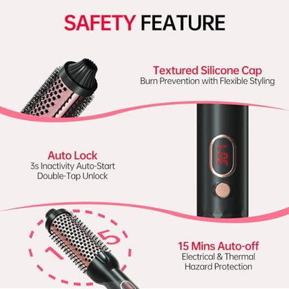 Hahahope 1.5 Inch Thermal Brush - Heated Round Brush for Blowout Look with Negative Ions & Ceramic, 30s Fast Heating Curling Iron with 10 Temperature Settings for Volumizing, Travel Hair Styling Tool Avelisse
