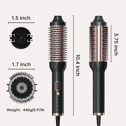 Hahahope 1.5 Inch Thermal Brush - Heated Round Brush for Blowout Look with Negative Ions & Ceramic, 30s Fast Heating Curling Iron with 10 Temperature Settings for Volumizing, Travel Hair Styling Tool Avelisse