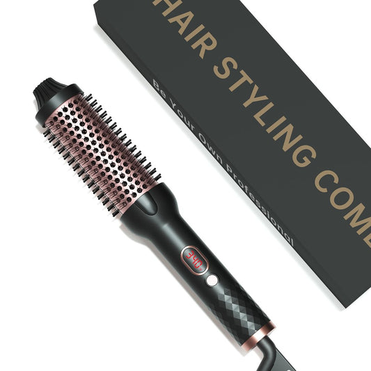 Hahahope 1.5 Inch Thermal Brush - Heated Round Brush for Blowout Look with Negative Ions & Ceramic, 30s Fast Heating Curling Iron with 10 Temperature Settings for Volumizing, Travel Hair Styling Tool Avelisse
