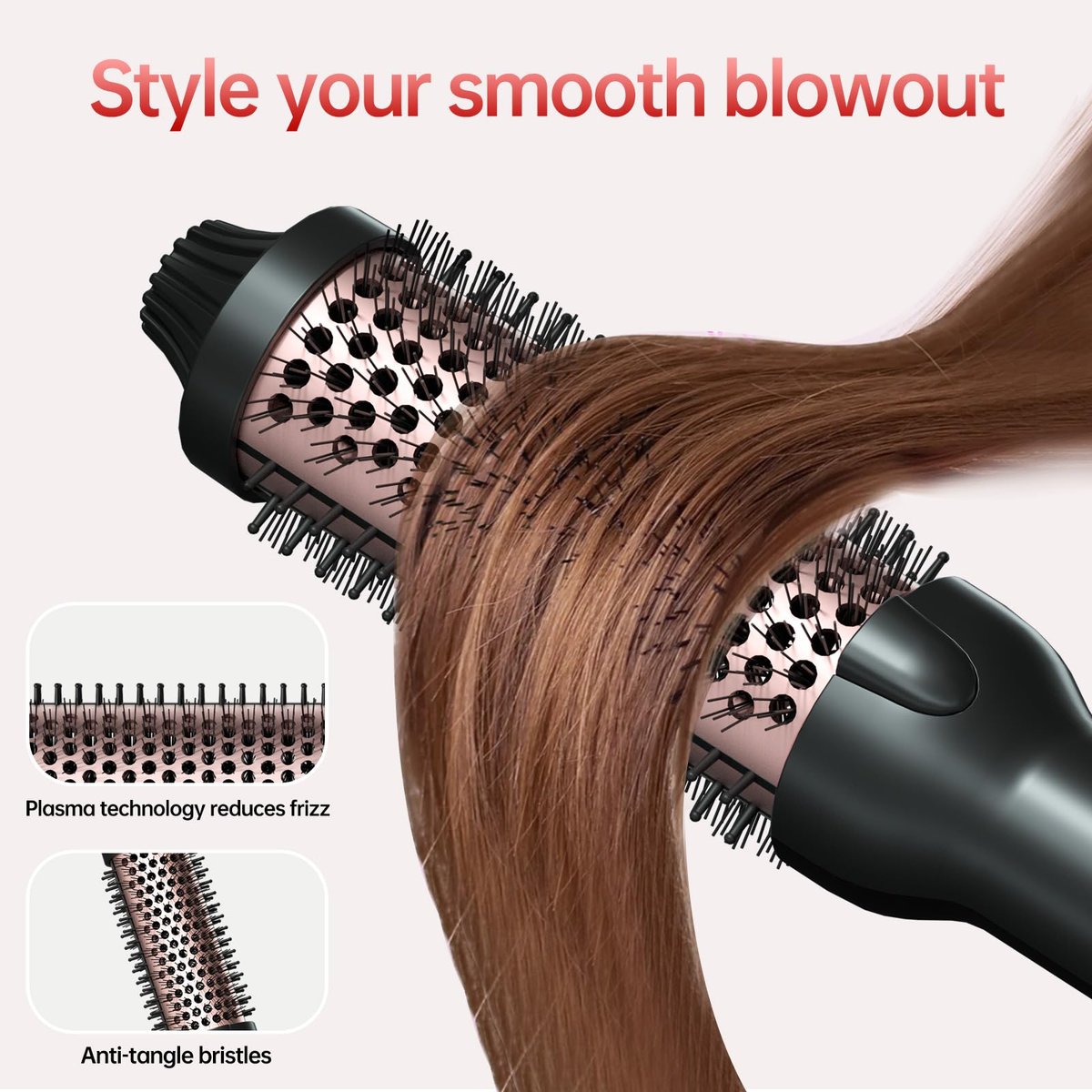 Hahahope 1.5 Inch Thermal Brush - Heated Round Brush for Blowout Look with Negative Ions & Ceramic, 30s Fast Heating Curling Iron with 10 Temperature Settings for Volumizing, Travel Hair Styling Tool Avelisse