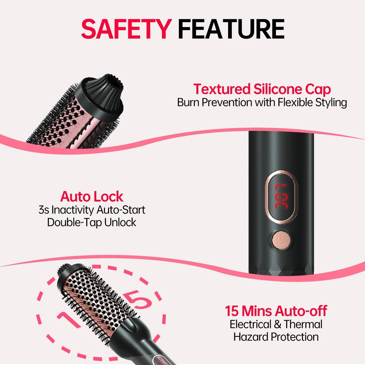 Hahahope 1.5 Inch Thermal Brush - Heated Round Brush for Blowout Look with Negative Ions & Ceramic, 30s Fast Heating Curling Iron with 10 Temperature Settings for Volumizing, Travel Hair Styling Tool Avelisse