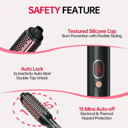 Hahahope 1.5 Inch Thermal Brush - Heated Round Brush for Blowout Look with Negative Ions & Ceramic, 30s Fast Heating Curling Iron with 10 Temperature Settings for Volumizing, Travel Hair Styling Tool Avelisse