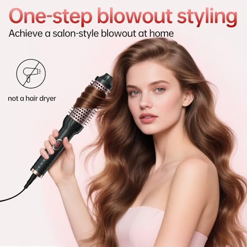 Hahahope 1.5 Inch Thermal Brush - Heated Round Brush for Blowout Look with Negative Ions & Ceramic, 30s Fast Heating Curling Iron with 10 Temperature Settings for Volumizing, Travel Hair Styling Tool Avelisse