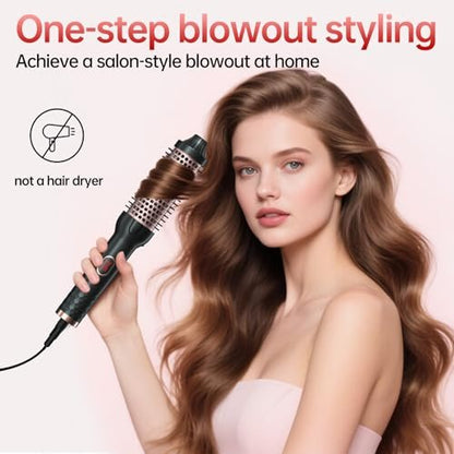 Hahahope 1.5 Inch Thermal Brush - Heated Round Brush for Blowout Look with Negative Ions & Ceramic, 30s Fast Heating Curling Iron with 10 Temperature Settings for Volumizing, Travel Hair Styling Tool Avelisse
