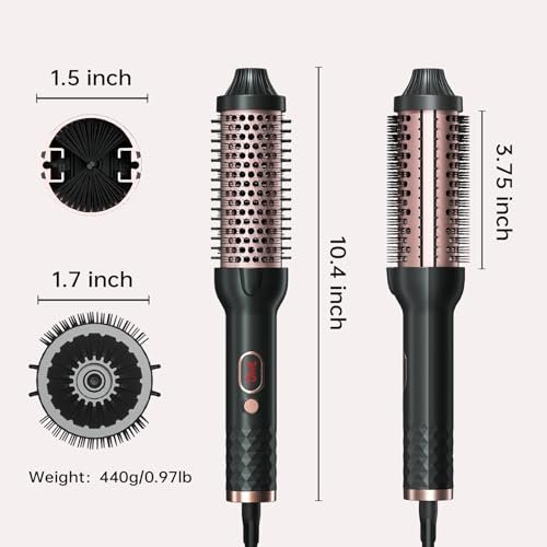 Hahahope 1.5 Inch Thermal Brush - Heated Round Brush for Blowout Look with Negative Ions & Ceramic, 30s Fast Heating Curling Iron with 10 Temperature Settings for Volumizing, Travel Hair Styling Tool Avelisse
