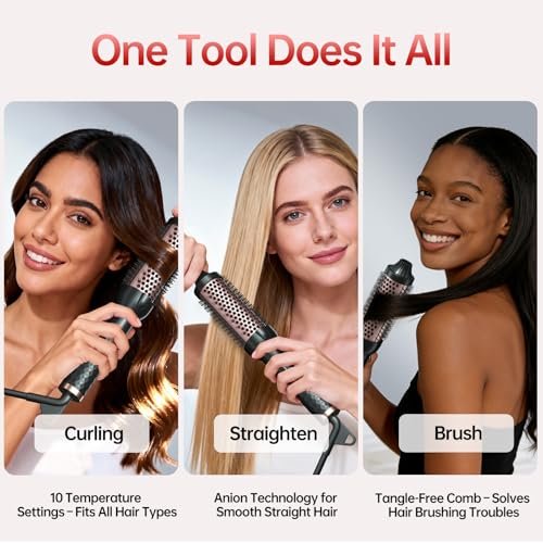 Hahahope 1.5 Inch Thermal Brush - Heated Round Brush for Blowout Look with Negative Ions & Ceramic, 30s Fast Heating Curling Iron with 10 Temperature Settings for Volumizing, Travel Hair Styling Tool Avelisse
