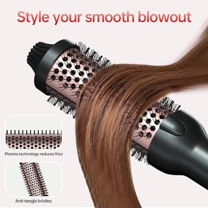 Hahahope 1.5 Inch Thermal Brush - Heated Round Brush for Blowout Look with Negative Ions & Ceramic, 30s Fast Heating Curling Iron with 10 Temperature Settings for Volumizing, Travel Hair Styling Tool Avelisse