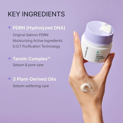 REJURAN Pore Tightening Cleansing Balm with PDRx & c-PDRN – 50ml Deep Makeup & Blackhead Remover, Salmon DNA & Tannin Complex, 3-Step Transforming Balm, Fragrance-Free Avelisse