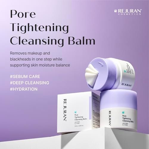 REJURAN Pore Tightening Cleansing Balm with PDRx & c-PDRN – 50ml Deep Makeup & Blackhead Remover, Salmon DNA & Tannin Complex, 3-Step Transforming Balm, Fragrance-Free Avelisse