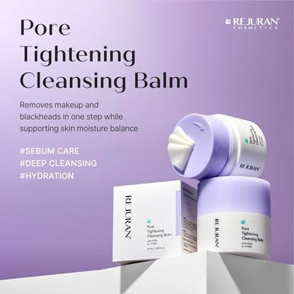 REJURAN Pore Tightening Cleansing Balm with PDRx & c-PDRN – 50ml Deep Makeup & Blackhead Remover, Salmon DNA & Tannin Complex, 3-Step Transforming Balm, Fragrance-Free Avelisse