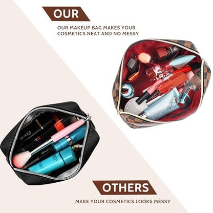 BAGCRAZY Large Makeup Bag, Travel Cosmetic Bag Set 2 Pack - Waterproof PU Leather Toiletry Bag for Women, Portable Makeup Organizer for Travel and Daily Use Avelisse