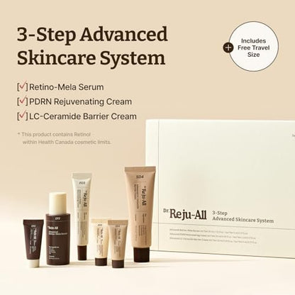 Dr.Reju-All Advanced Skincare System - Complete Gift Set with HPR Retinol Serum, PDRN Cream, Ceramide Barrier Cream - Korean Skin Care Set, Travel Size Included - Daily Anti-Aging Skincare Routine Avelisse