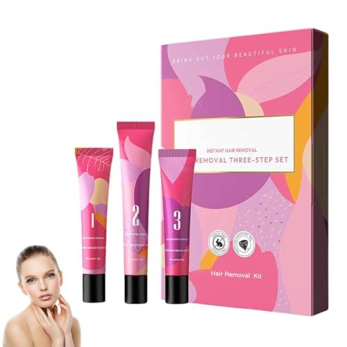 Ayland Gentle Painless Hair Remover Cream for Face - Hair Removal Trilogy Kit with Cream, Smoothing Gel & Hydration Lotion, Moisturizing Formula for All Skin Types, 1.7 Fl Oz Avelisse