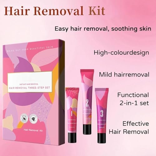 Ayland Gentle Painless Hair Remover Cream for Face - Hair Removal Trilogy Kit with Cream, Smoothing Gel & Hydration Lotion, Moisturizing Formula for All Skin Types, 1.7 Fl Oz Avelisse