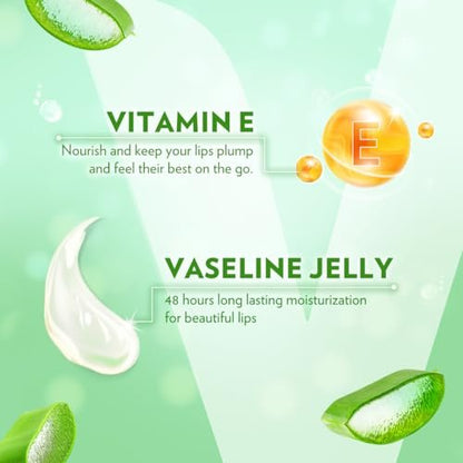 Vaseline Lip Therapy Aloe Vera Stick – 48 Hour Hydration, 2 Count