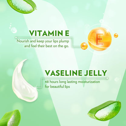 Vaseline Lip Therapy Aloe Vera Stick – 48 Hour Hydration, 2 Count
