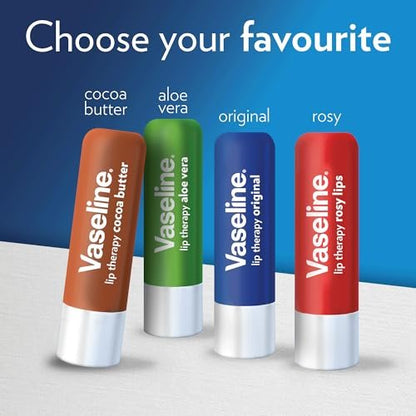 Vaseline Lip Therapy Cocoa Butter Twin Stick - 48 Hour Moisturization, 2 Count