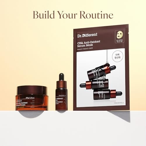 Dr.Different CEQ Anti-Oxidant Serum Mask - Vitamin C Sheet Mask with Vitamin E & CoQ10 for Intensive Hydration & Even Skin Tone - K-Skincare by Korean Dermatologist (5 Sheets) - görsel 14
