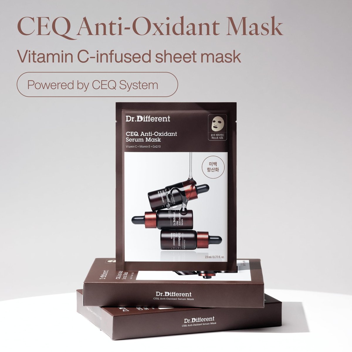 Dr.Different CEQ Anti-Oxidant Serum Mask - Vitamin C Sheet Mask with Vitamin E & CoQ10 for Intensive Hydration & Even Skin Tone - K-Skincare by Korean Dermatologist (5 Sheets) - görsel 3