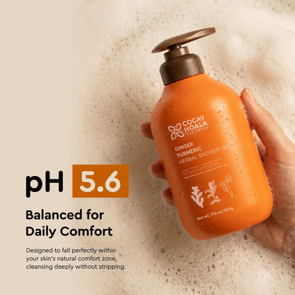 Turmeric Exfoliating Body Wash with Ginger & Centella – Gentle Shower Gel for Sensitive Skin, Moisturizing Deep Cleansing, Paraben & Silicone Free, 17.64 oz Avelisse
