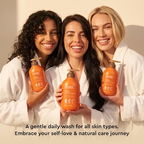 Turmeric Exfoliating Body Wash with Ginger & Centella – Gentle Shower Gel for Sensitive Skin, Moisturizing Deep Cleansing, Paraben & Silicone Free, 17.64 oz Avelisse