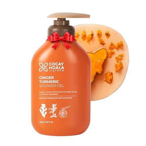 Turmeric Exfoliating Body Wash with Ginger & Centella – Gentle Shower Gel for Sensitive Skin, Moisturizing Deep Cleansing, Paraben & Silicone Free, 17.64 oz Avelisse