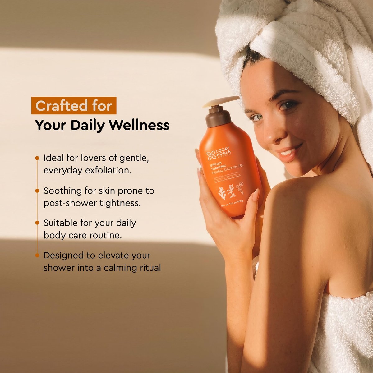 Turmeric Exfoliating Body Wash with Ginger & Centella – Gentle Shower Gel for Sensitive Skin, Moisturizing Deep Cleansing, Paraben & Silicone Free, 17.64 oz Avelisse